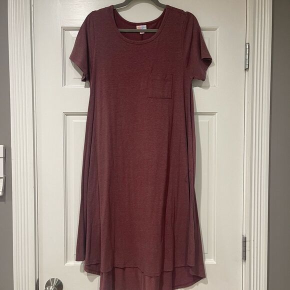 EUC Women’s LuLaRoe Carly Casual Knit Swing Dress  sz S Maroon/Wine - Picture 3 of 5